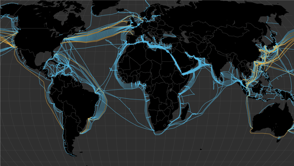 Map of subterranean internet cables.